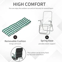 Outsunny 2 Pieces Garden Patio Furniture Set of 2, Outdoor Foldable Sun Recliners Loungers with Multi Position Relaxers Chairs and Cushions (Green White)(m-5)