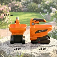 Outsunny Esparcidor Portátil 3,3 L 8 Niveles de Flujo Ancho Dispersión Ajustable Puerto USB para Césped Sal hasta 800 m² Naranja(m-3)