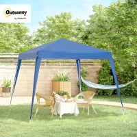 Outsunny 3x3m Pop-up Garden Canopy Foldable Tent Steel Waterproof Oxford Polyester UV-Resistant with Carry Bag Blue(m-11)