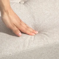 HOMCOM Sofá Cama Individual Plegable Sofá Cama Tapizado en Lino con Respaldo Ajustable 5 Posiciones 1 Almohada Beige(m-5)