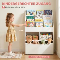 HOMCOM Kinderregal mit Schublade Standregal Bücherregal Dekoregal mit Fächer Weiß 60 x 29,9 x 90 cm(m-5)