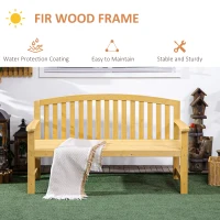 Outsunny 2 Seater Wooden Garden Bench with Armrest, Outdoor Furniture Chair for Park or Balcony, Orange(m-5)