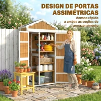 Outsunny Armário de Jardim de Madeira 105x55x179 cm Abrigo de Exterior com Portas 4 Prateleiras Extraíveis Teto Metal Galvanizado Madeira(m-5)