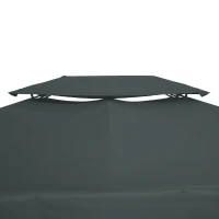 Outsunny 3x4m Gazebo Canopy Replacement Cover, 2 Tier Top Roof UV Cover Garden Patio Outdoor Sun Awning Shelters, Charcoal Grey (TOP COVER ONLY)(m-9)