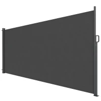 Outsunny Tenda Laterale Retrattile Impermeabile e UV 50+, in Alluminio, Acciaio e Poliestere, 420x185 cm, Grigio Scuro(m-1)