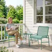 Outsunny Set Bistrò Rattan 3 Pezzi: 2 Sedie, Tavolo Rotondo Giardino, Verde.(m-2)