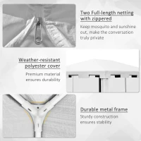 Outsunny 4 m x 3 m Gazebo Party Tent - Outdoor Canopy Garden Sun Shade with Mesh Sidewalls, White(m-5)