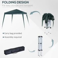 Outsunny Pop-up Folding Garden Gazebo Canopy 2.4 x 2.4 m Steel Polyester UV-Resistant with Carry Bag Dark Green(m-5)