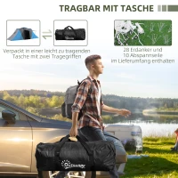 Outsunny Tunnelzelt, 2000mm Wasserabweisend Campingzelt für 4-6 Personen, mit 2 Schlafzimmern Wohnbereich Tragetasche Grau+Blau(m-7)