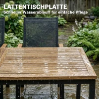 Outsunny Gartenmöbel Set Sitzgruppe 7-teilig Tisch mit 6 Atmungsaktiven Stühlen Hoche Rückenlehne Lamellendesign Holzoptik(m-7)
