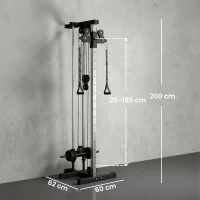 SPORTNOW Regulowana wieża siłowa 25-165 cm z podwójnymi wyciągami i adapterami 62 x 60 x 200 cm Czarny(m-3)