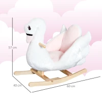 HOMCOM Cavallo a Dondolo a Forma di Cigno con Musica, Cavalluccio a Dondolo con Struttura in Metallo e Legno, Rivestimento Peluche, 60x40x57cm, Bianco(m-3)