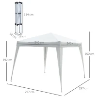 Outsunny Garden Gazebo 3x3m Pop-up Folding Tent Steel Waterproof Oxford Polyester UV-resistant with Carry Bag White(m-3)