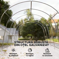 Carport Outsunny 3,6 x 7,2 m Rezistent, Garaj Portabil cu Protecție Solară UPF50+, Cadru Galvanizat, Ușă Mare Rulantă pentru Mașini, Camioane, Bărci, Motociclete, Biciclete, Alb Crem(m-5)