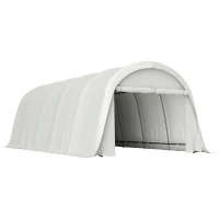 Carport Outsunny 3,6 x 7,2 m Rezistent, Garaj Portabil cu Protecție Solară UPF50+, Cadru Galvanizat, Ușă Mare Rulantă pentru Mașini, Camioane, Bărci, Motociclete, Biciclete, Alb Crem(m-1)