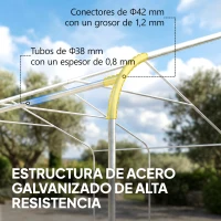 Outsunny Carpa Garaje Portátil 5x6 m con Estructura de Acero Galvanizado Impermeable Anti-UV Cobertizo para Herramientas Crema(m-6)