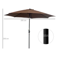 Outsunny Patio Umbrella Garden Parasol Outdoor Steel,3x2.45m Coffee(m-3)