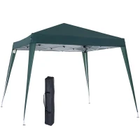 Outsunny Pop-up Folding Garden Gazebo Canopy 2.4 x 2.4 m Steel Polyester UV-Resistant with Carry Bag Dark Green(m-1)