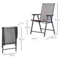Outsunny Set of Two Folding Garden Chairs - Grey(m-3)