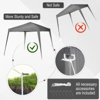 Outsunny Garden Canopy 3x3m Pop-up Folding Tent Steel Waterproof Polyester UV-Resistant with Carry Bag Gray(m-6)