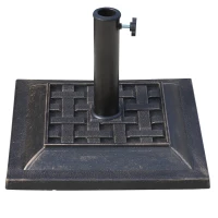 Outsunny 9kg Square Garden Parasol Base Holder - Resin Outdoor Market Umbrella Stand with Adjustable Coupler, Bronze(m-11)