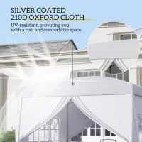 Outsunny 3 x 3m Pop Up Gazebo, Wedding Party Canopy Tent Marquee with Carry Bag and Windows, White(m-5)