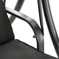 Outsunny Hollywoodschommel, 3-Zits Tuinschommel met Verstelbaar Zonnedak, 278 x 125 x 177 cm, Zwart(m-9)