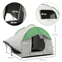 Outsunny SUV Car Tent for Camping, Waterproof PU2000mm, 5 Man Tailgate Tent, 2.4 x 2.1 m, Grey and  Green(m-3)