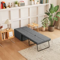 HOMCOM Cama Dobrável Puff Cama 68x180 cm com Colchão de Espuma com Capa de Proteção Cama de Convidados Carga 120 kg Cinza(m-11)