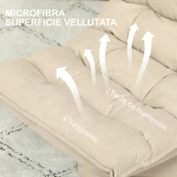 HOMCOM Poltrona Relax Girevole 360° con Schienale Regolabile in 5 Posizioni in Tessuto Effetto lino, Beige(m-6)
