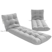 Outsunny Juego de 2 Cojines para Tumbonas 180x55 cm Cojines para Sillas de Jardín Gruesas UPF30+ con 4 Cintas Gris Claro