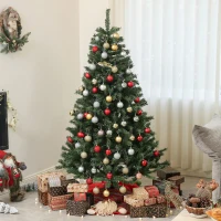 HOMCOM Sapin de Noël Artificiel Arbre de Noël 180 cm avec 1 000 branches, ouverture automatique, base en acier, vert(m-10)