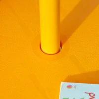 Outsunny Kids 4-Piece Garden Set Tiger Design - Round Table + 2 Folding Chairs + Parasol - Epoxy Metal Oxford Yellow(m-8)