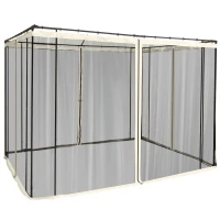 Outsunny 302 x 207cm Universal Replacement Mesh Sidewall Netting for Patio Gazebos and Canopy Tents, (Sidewall Only) Beige(m-1)