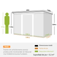 Outsunny Magazina de Scule din Otel cu Usi Glisante(m-3)