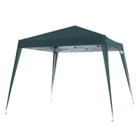 Outsunny Pop-up Folding Garden Gazebo Canopy 2.4 x 2.4 m Steel Polyester UV-Resistant with Carry Bag Dark Green(m-13)