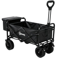 Outsunny Carrinho de Transporte Dobrável com Bolsa Térmica Removível Capacidade 100 kg para Campismo Praia 113x57x77-100 cm Preto