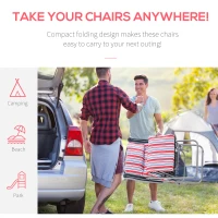 Outsunny Set of 2 Garden Sun Lounger Outdoor Reclining Seat Cushioned Seat Foldable Adjustable Recliner Red and White(m-6)