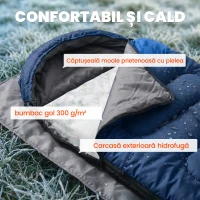 Outsunny Sac de Dormit Individual Ultraușor, Spațios, Termic, pentru Drumeții, Pescuit, Camping(m-4)