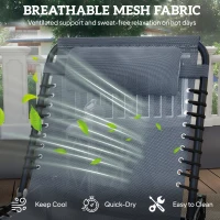 Outsunny Folding Sun Lounger, 3 Positions-Grey(m-5)