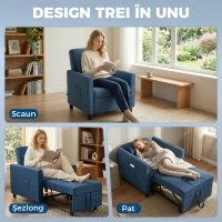 HOMCOM Fotoliu transformabil și reclinabil(m-6)
