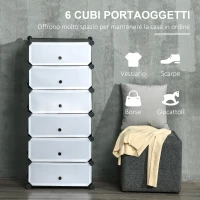 HOMCOM Scarpiera Modulare Salvaspazio con 6 Scatole in Plastica PP e Acciaio, 49x36.5x108 cm, Nero e Trasparente(m-4)