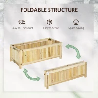 Outsunny Folding Raised Planter Flower Box dim. 70L x 30l x 25H cm Wood Slat-Style Body Pre-oiled Spruce(m-4)