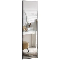 HOMCOM Miroir Mural dim. 120L x 35l cm - Film sécurité Anti déflagrant, système Attache Inclus - Cadre Alliage alu. Noir(m-1)