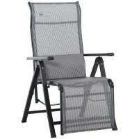 Outsunny Tumbona Plegable de Jardín Tumbona Gravedad Cero con Respaldo Ajustable en 9 Posiciones con Cojín 70x65x111 cm Gris(m-1)