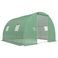 Outsunny Tunnel garden greenhouse 9 m² 4 windows, roll-up zippered door galvanized steel frame, PE cover 300 x 300 x 200 cm green(m-1)