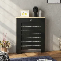 HOMCOM 95.5H x 78Wcm Radiator Cover, with Drawer - Black(m-9)