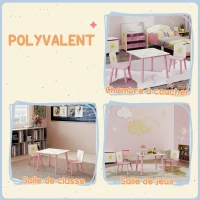 AIYAPLAY Table enfant avec chaise, ensemble table et 2 chaises enfant en bois, motifs d'étoile, 60 x 60 x 44 cm, rose(m-8)