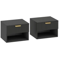 HOMCOM Floating Nightstands Set of 2, Modern Wall Mounted Bedside Tables, Black(m-1)