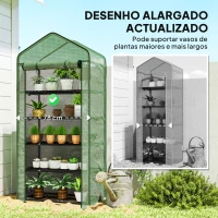 Outsunny Estufa de Jardim de 5 Prateleiras com 1 Porta com Fecho de Correr para Cultivo de Plantas em Terraço 90x49x193 cm Verde(m-4)